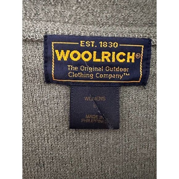 Woolrich Cardigan  Olive Green Cardigan  100%  Lambs Wool Full Zip Size L #1119 - Picture 11 of 16